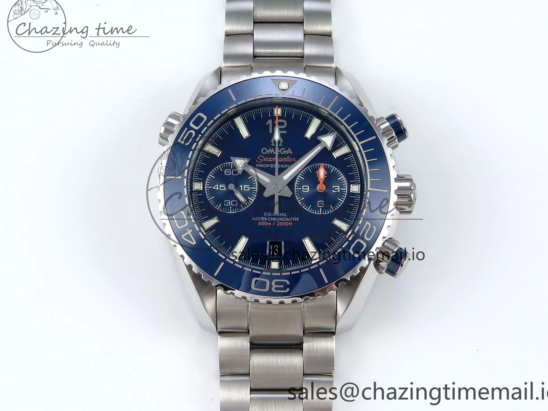 0501 Planet Ocean Master Chronometer 600M 45.5mm SS SCF 1:1 Best Edition Blue Bezel Blue Dial on SS Bracelet A9900 Super Clone Lightweight 7676